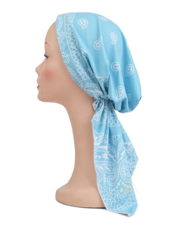 Manteau Aqua MA-1003 Light Blue Bandanna Print Swim Pre-Tied Bandanna myselflingerie.com